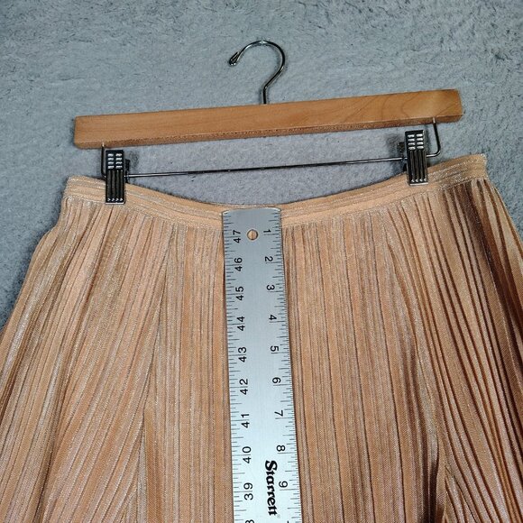 Maeve By Anthropologie Ambra Midi Skirt Women's Small Rose Gold Metallic Pleated - Picture 5 of 11